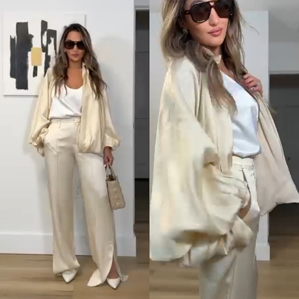 ZARA NWT Satin Bomber Jacket Puffed Cream Size M - Picture 6 of 16